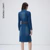 LANCI French Retro Cotton Slimming Denim Shirt Dress