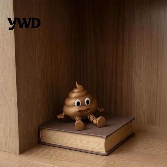 Funny Office Gadget 3D Printed Poop Figurine, Articulated Cartoon Fake Desk Toy Portable Decompression Figure with Movable Joints, Novelty Gag