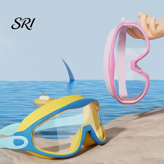 Silicone Frame Goggles Children Swim with Earplugs Waterproof No Leakage Anti-Fog UV Pressure-free Protection Boys Girls Wide View Diving Snorkeling