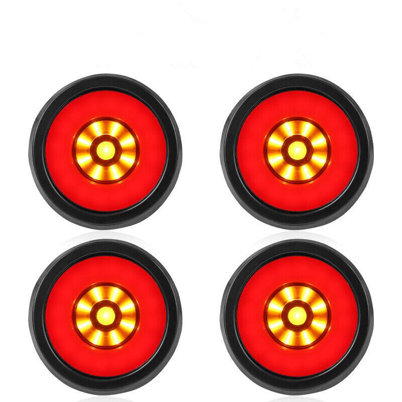 4PCS 4" Round LED Rear Tail Light Truck Stop Turn Tail Reverse Lights Trailer Lorry Van Brake Signal Lamp DRL Running lamp