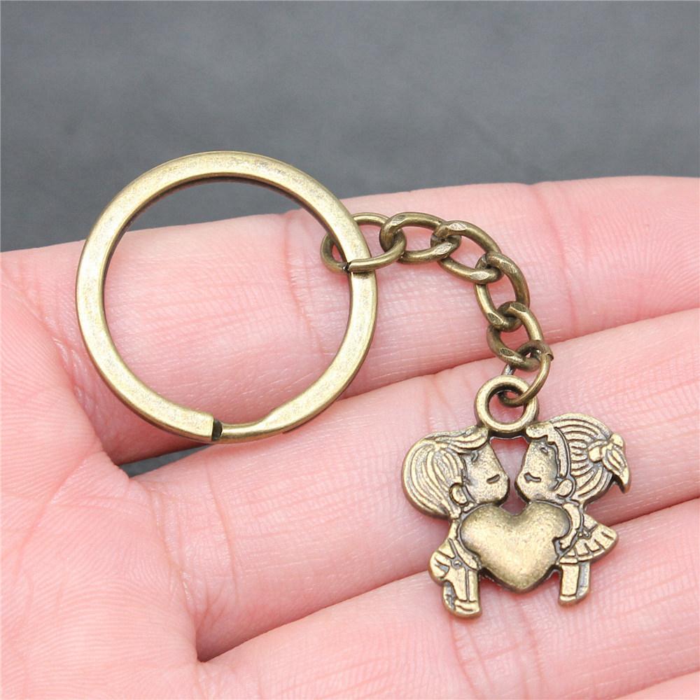 28mm Key Ring Couple Heart Love Minimalist Jewelry Components QY016