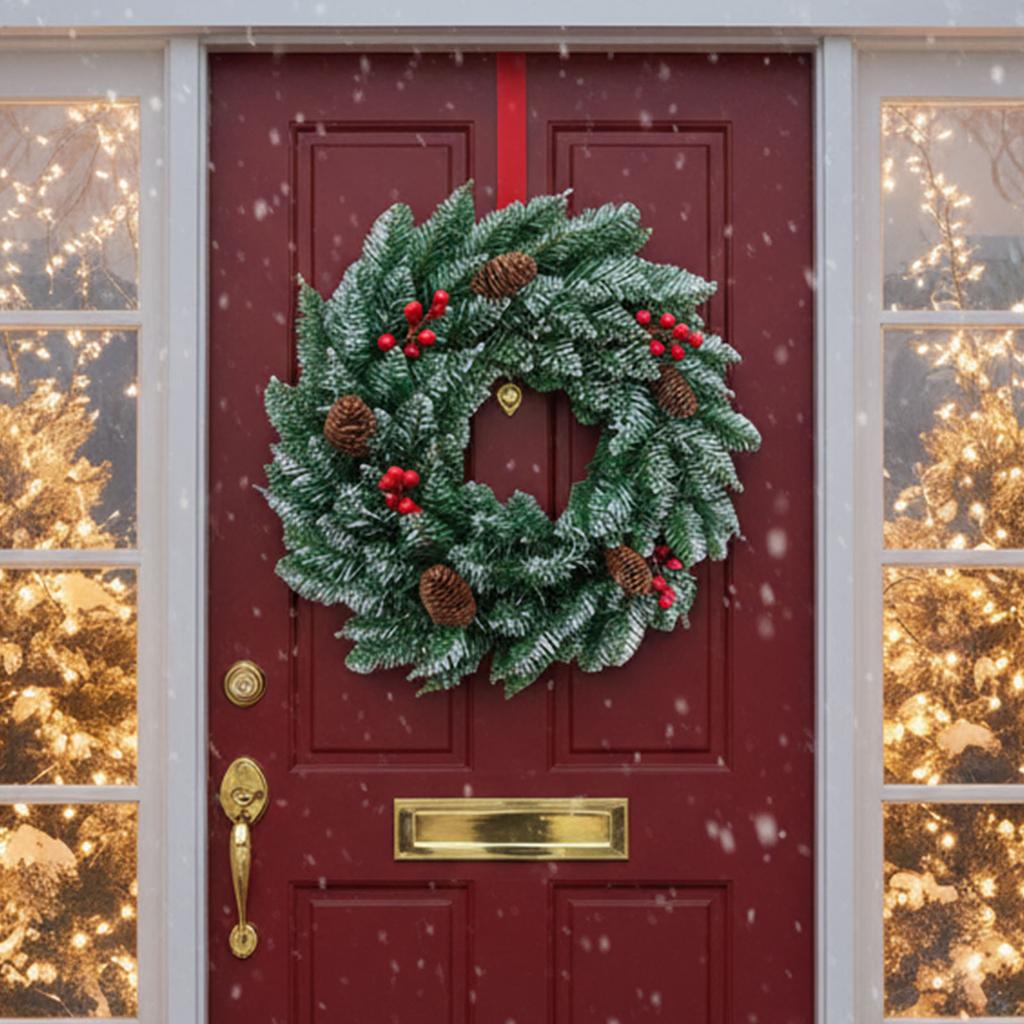 Christmas Pine Cone Wreath Hanging Ornament Fake Flower Garland for Wedding Arch Party Wall Garden Ceremony