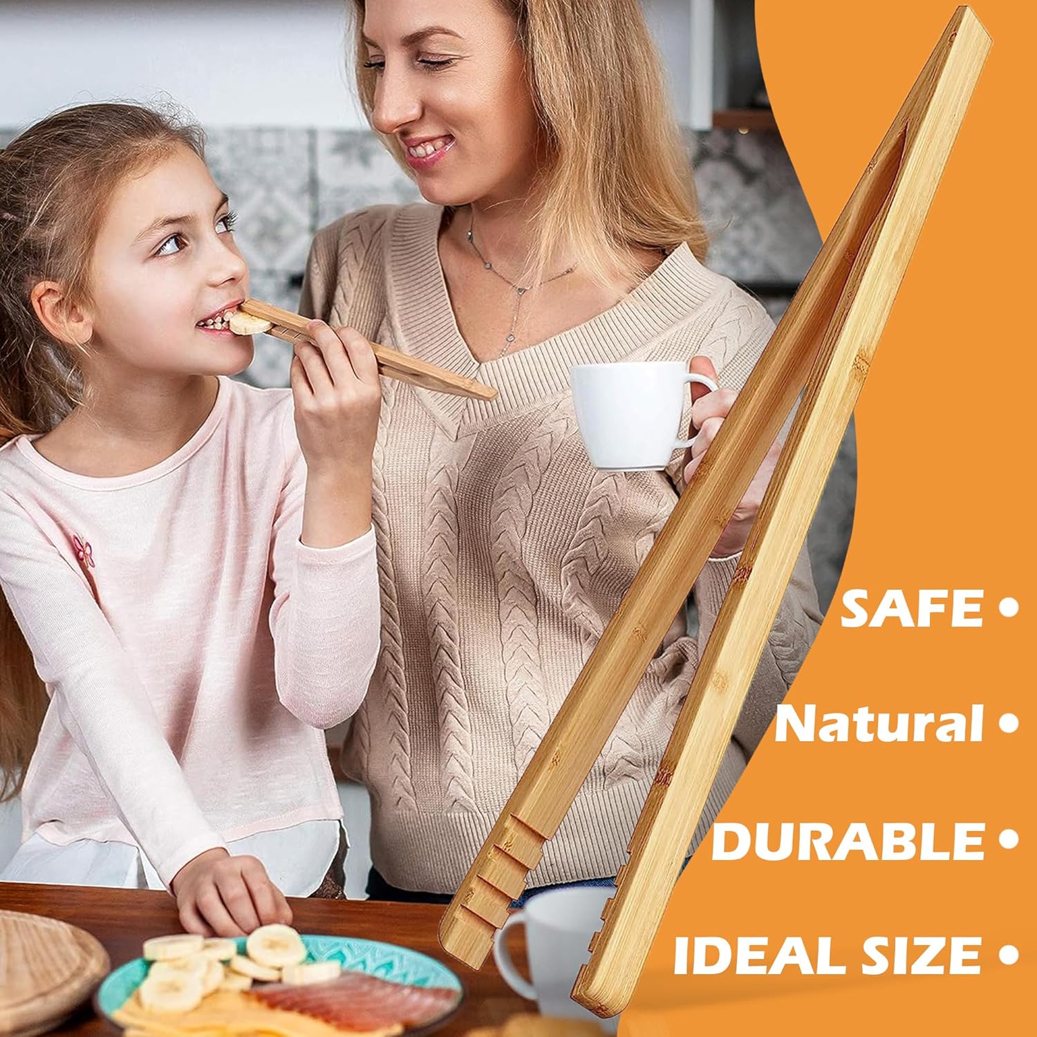 ReNext Бамбуковые щипцы для тостов Деревянный тостер Кухонные щипцы Фруктовый зажим для тостов Фруктов Хлеба Солений