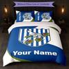Set Biancheria da Letto Personalizzato West Bromwich Albion FC con Nome Testo 1 Copripiumino + 2 Federe Logo Calcio Regalo Personalizzato per Occasioni Speciali Decorazione Camera da Letto