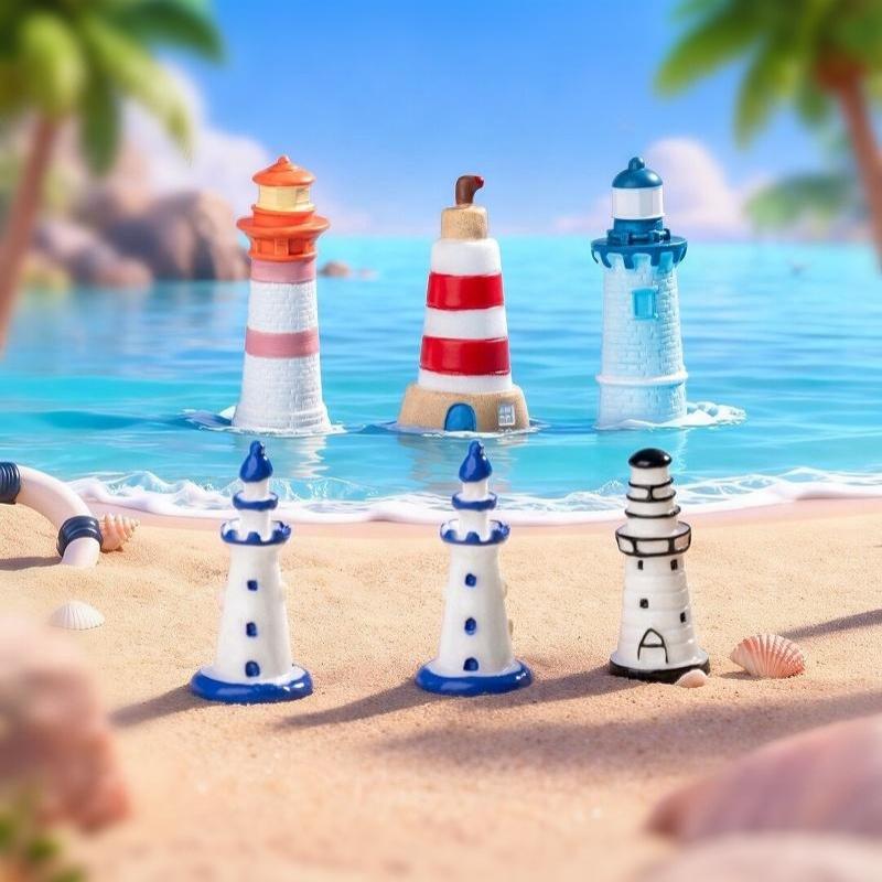 5 Pcs Mini Resin Lighthouse Ornament Aquarium Sand Table Micro Landscape Decor Diy Decorative Ecological Bottle Accessories