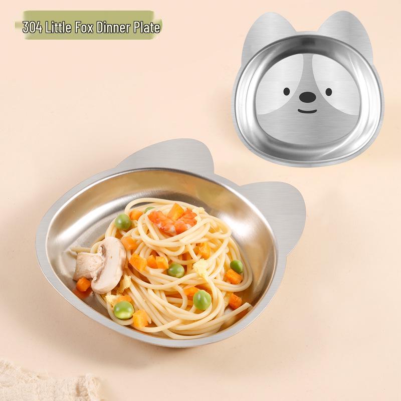 304 Stainless Steel Cartoon Dinner Plate & Bowl for Kids