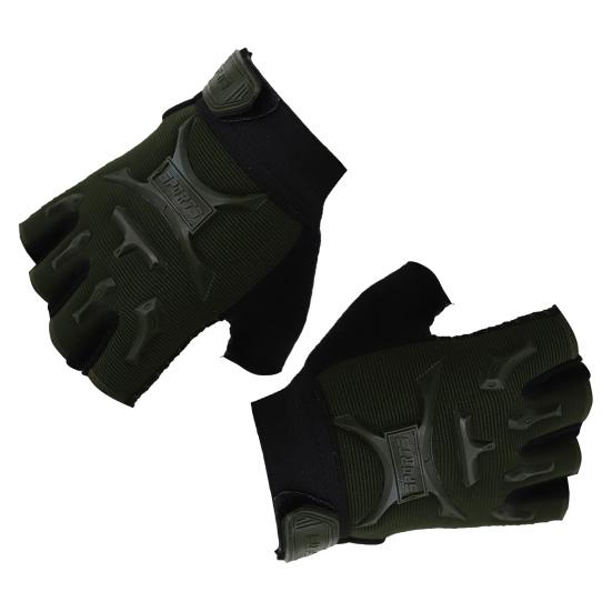 

1 Pair Fastener Tape Design Camouflage Printing Kids Cycling Gloves Anti-slip Particles Half Finger Shockproof S зелений