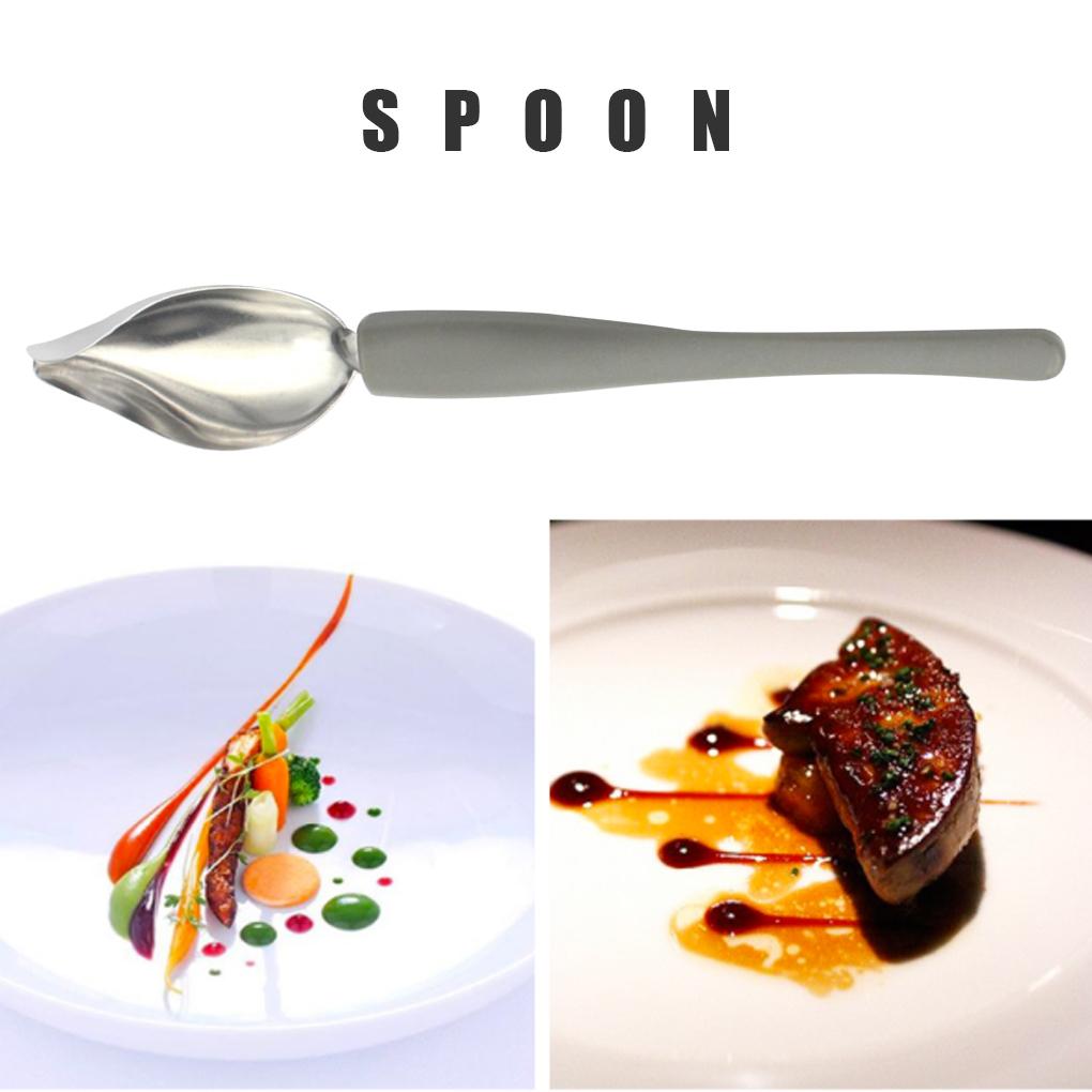 Sos Lingura Placă din oțel inoxidabil Art Pencil Dish Art Draw Lingura Instrument pentru patiserie