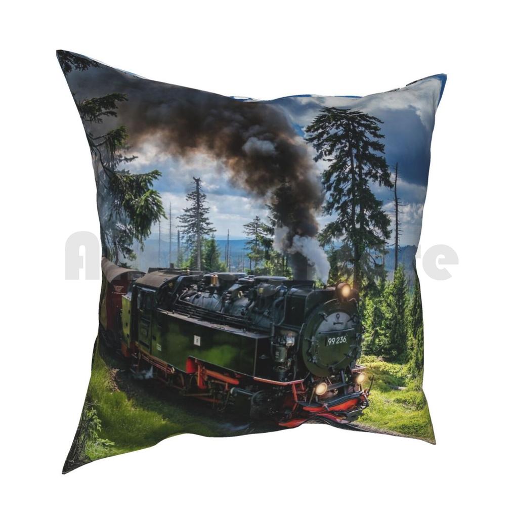 Steam LocomotiveHarz Narrow Gauge Railways ( Germany ) Pillow Case Printed Home Soft Throw Pillow Locomotive Dampflok