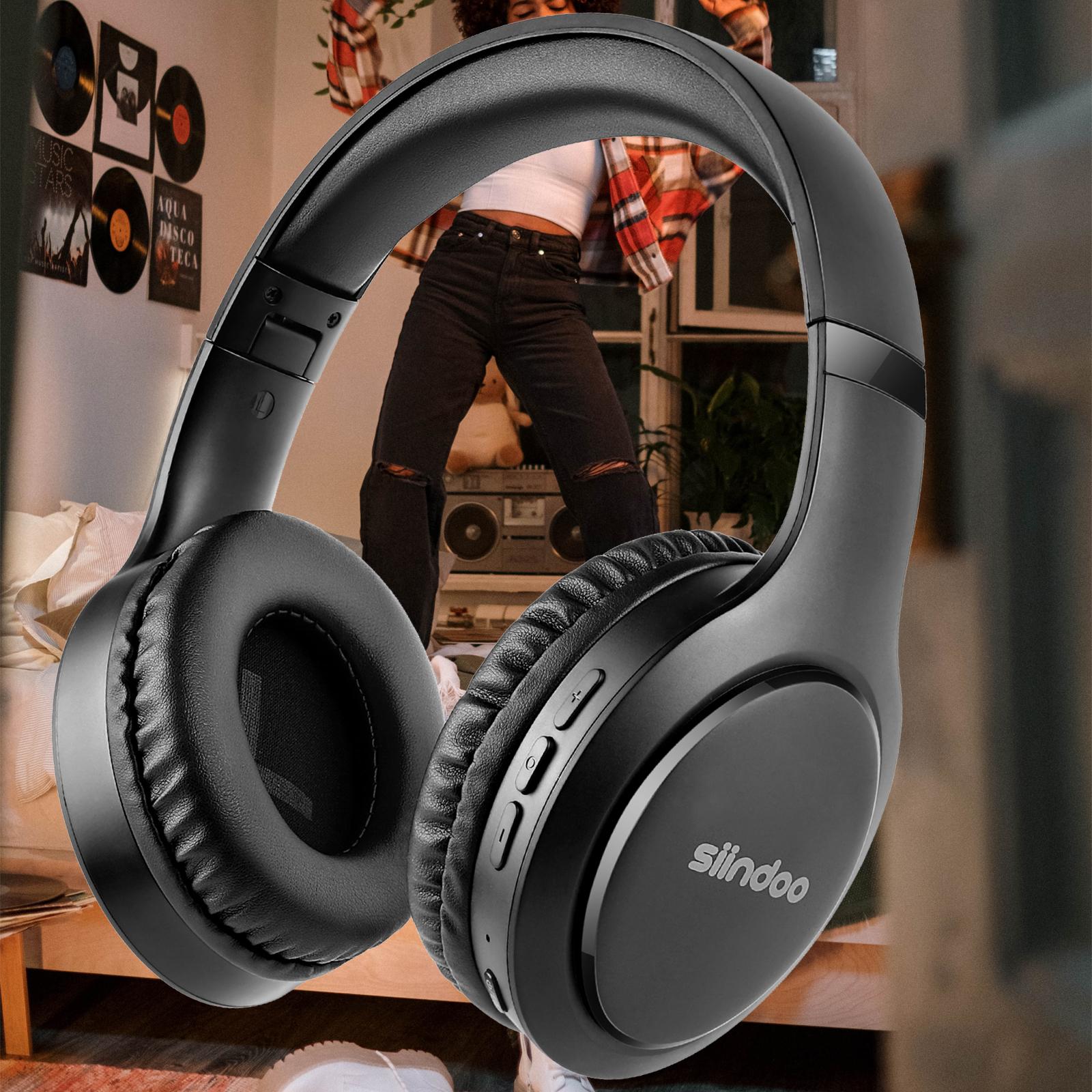 

Наушники Siindoo с шумоподавлением, беспроводная гарнитура Bluetooth 5.1 с режимом 3EQ, беспроводные наушники с микрофоном, стереозвук HiFi чёрный