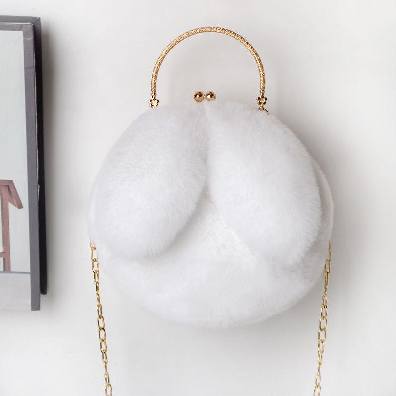 

New Rabbit Ear Bag Portable Plush Chain Bag Women s Mobile Phone Bag Cute Rabbit Shoulder Crossbody Bag белый