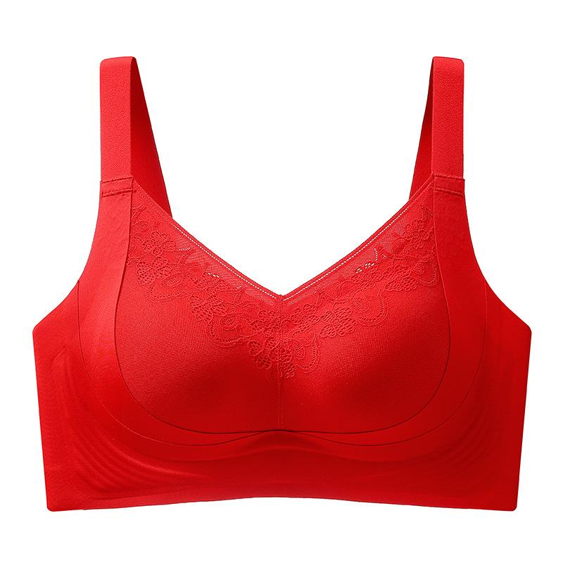 Gypsophila Lifting Seamless Gathered Side Plus Size Underwear Soft Support Adjustment Sexy Lace Bra