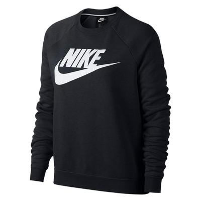 Sudadera de Manga Larga con Cuello Redondo y Logo de Marca de Color Sólido para Mujer tops Negro 930906-010