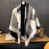 Large square scarf shawl for women, thickened warm scarf in autumn and winter, black and white double-sided can be worn, imitation cashmere shawl