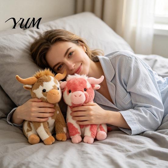 Plush Highland Cow Doll Stuffed Animal Toy, Soft Scottish Cattle Doll, Nursery Room Decoration Cute Farm Present for Adults Kids Boys Girls
