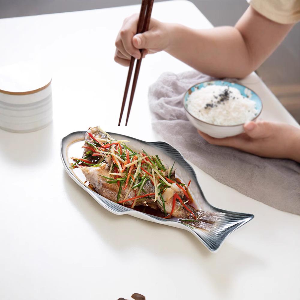 Fish Shaped Dinner Plates Creative Ceramic Charger Plates Porcelain Household Restaurant Home Kitchen Supplies Tableware Dishes
