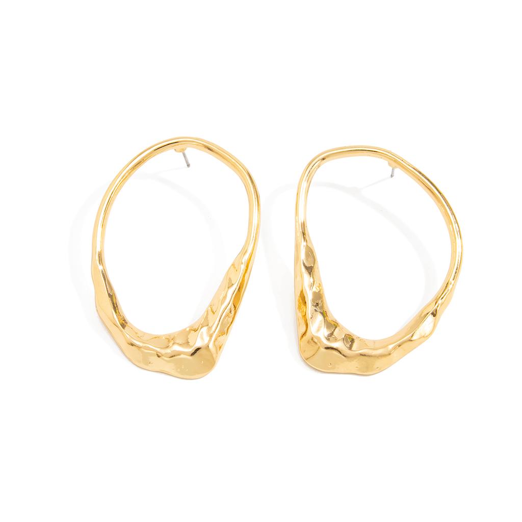 Salircon Exaggerated Irregular Hollow Geometric Stud Earrings Women Creative Vintage Gold Color Piercing Earrings Jewelry Lady