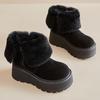 2025 new winter velvet fashion versatile snow boots small muffin thick bottom inner height increase hair mouth short boots women