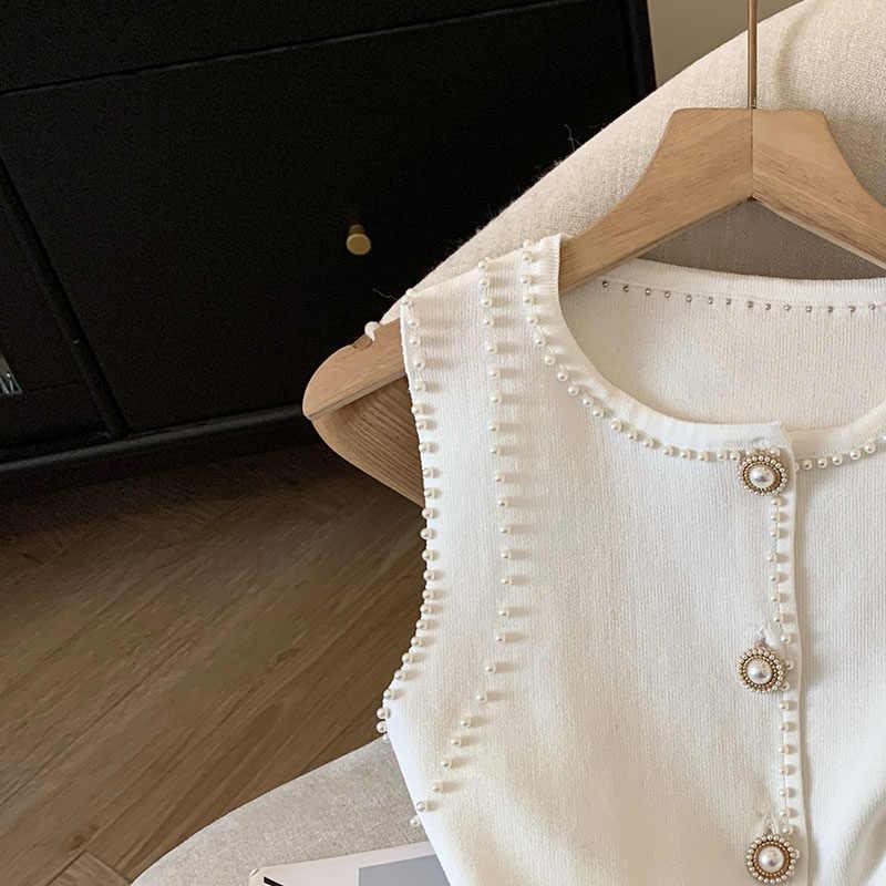 Sleeveless Beaded Knit Vest - Women's Stylish Summer Slim-Fit Top