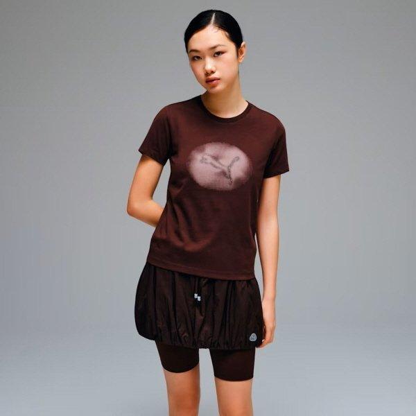 

Puma Women S ShorT Sleeve T ShirT caT Logo W caT Logo SST 02 Brown/S(90)