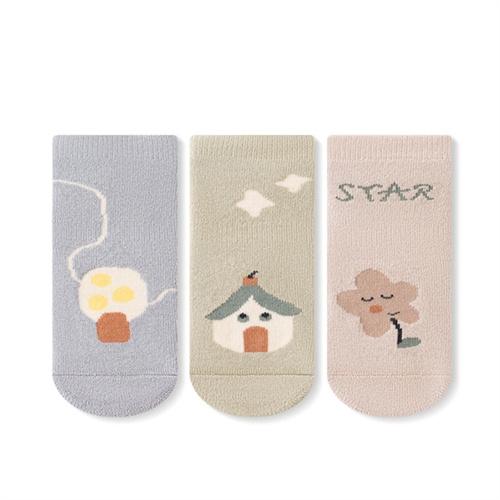 Lawadka 3 Paare/Los Neugeborenen Babysocken für Jungen Mädchen Winter Dick Warm Kleinkind Zuhause Boden Socke Weiche Kindersocken Rutschfest