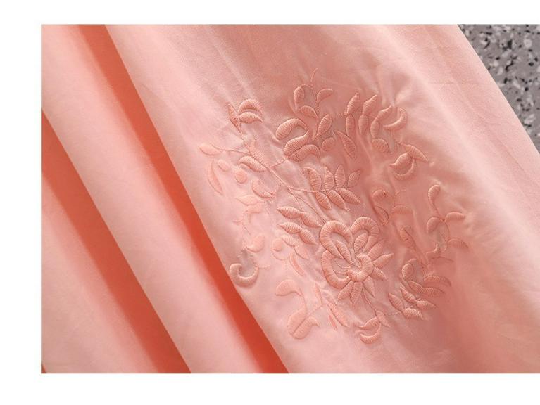 Modern Chinese Tang Suit Hanfu Tea Set: Seven-Sleeve Embroidered Skirt Outfit for Summer