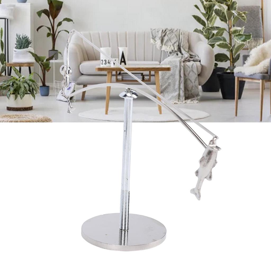 Fisherman Balancing Sculpture Modern   Metal Fishing Statue for   Decor Art Ornament