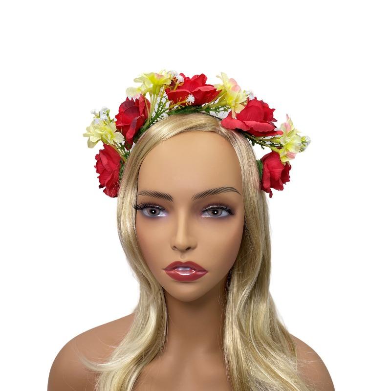 New simulated flower headband, bohemian wreath head buckle, women's fabric flower headdress