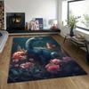 1PC Blue dinosaur with vibrant flowers Print Carpet Rug for Living Room Bedroom Sofa Doormat Home Decor Non-slip Floor Mat