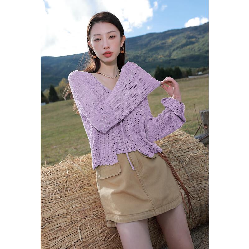 Sancai Plus Size Hollow Knit Cardigan & Camisole Set