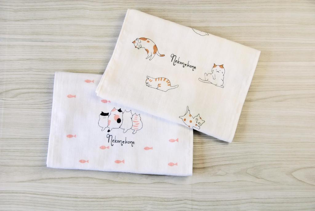 Kaneno Made In Gauze Face Untwisted Fish Meeting 30 X Cat Gift Towel, Japan, Towel, Pile, Design, Approx. 80cm, Design, Senshu, Quick-Drying,