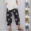 2020 Women's Loose Dandelion Print Elastic Waist Pocket Pants