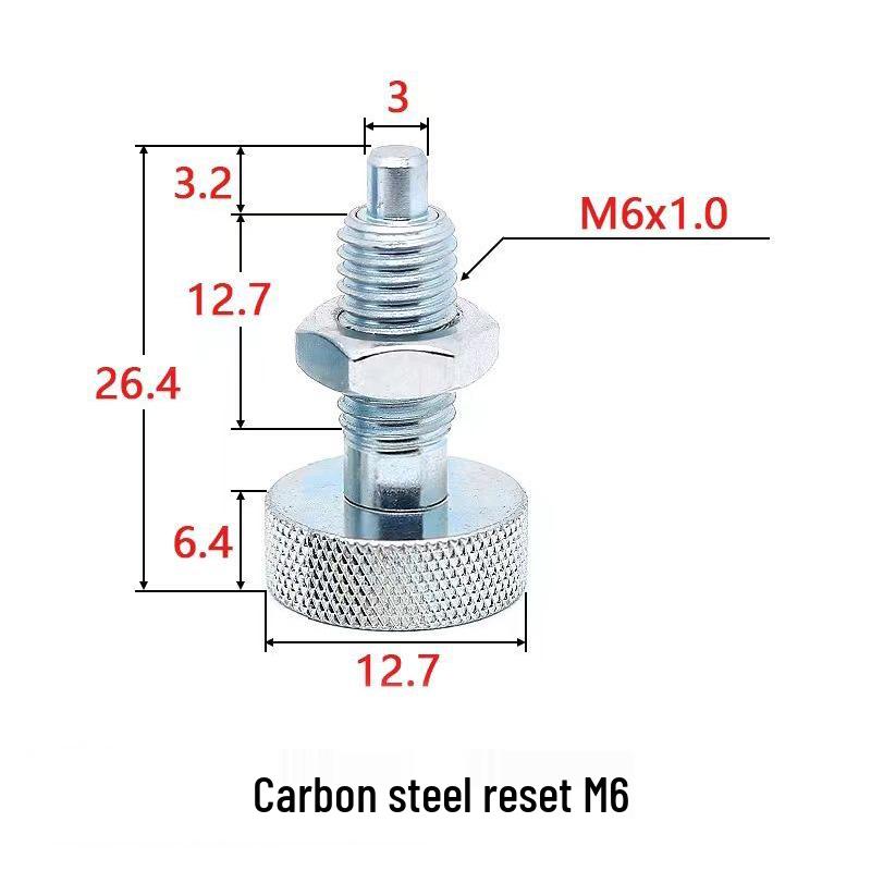 

Плунжер-кнопка с накатанной головкой, Самофиксирующийся/Пружинно-фиксирующийся индексный штифт, Крупная резьба, Полные характеристики