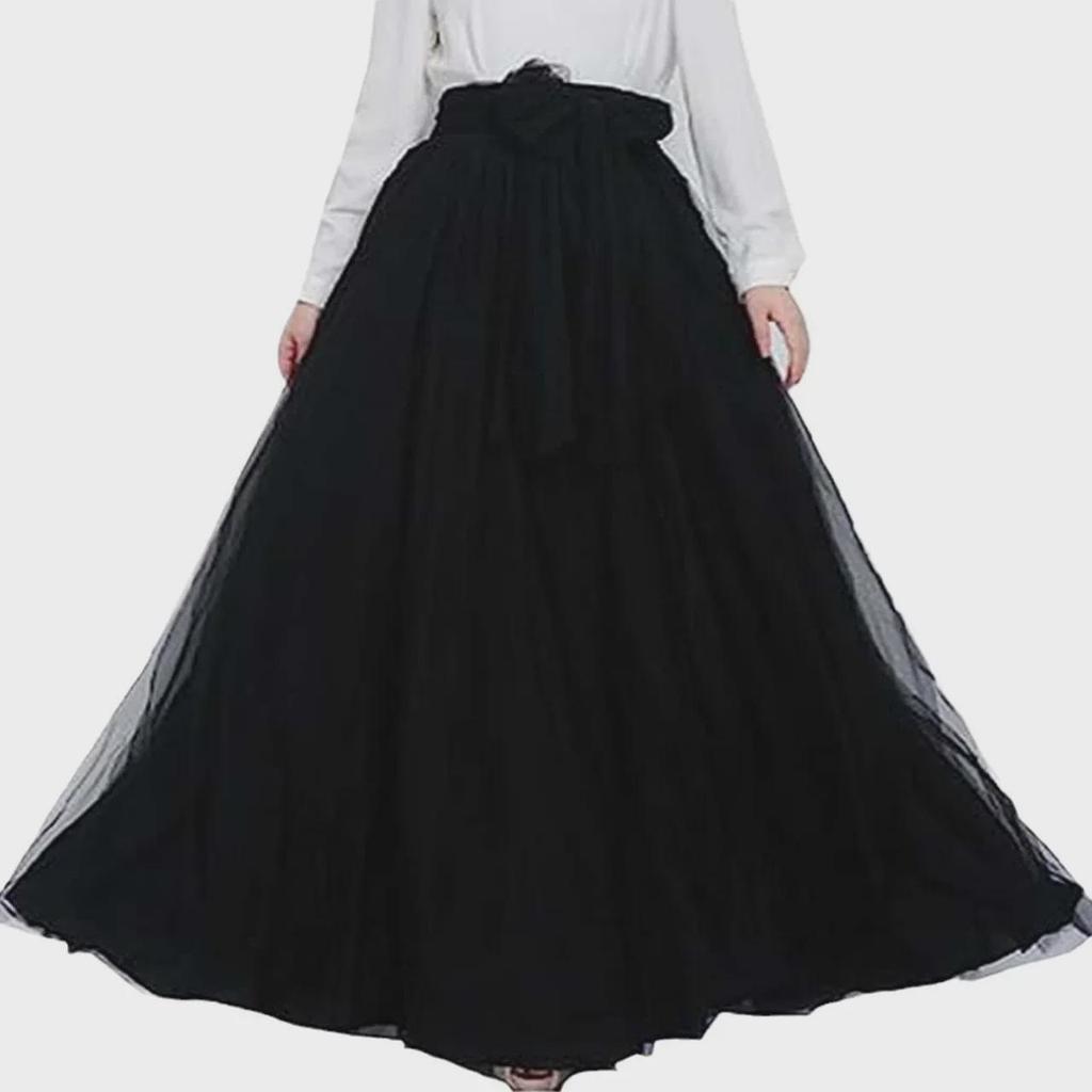 Elegant Cross-Border Women's Layered Tulle Skirt with Bow Belt for Weddings and Parties