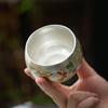 Silver Dragon & Phoenix Luohan Tea Cup: 999 Silver, Gilded, High-Grade Gift, Household Host's Cup