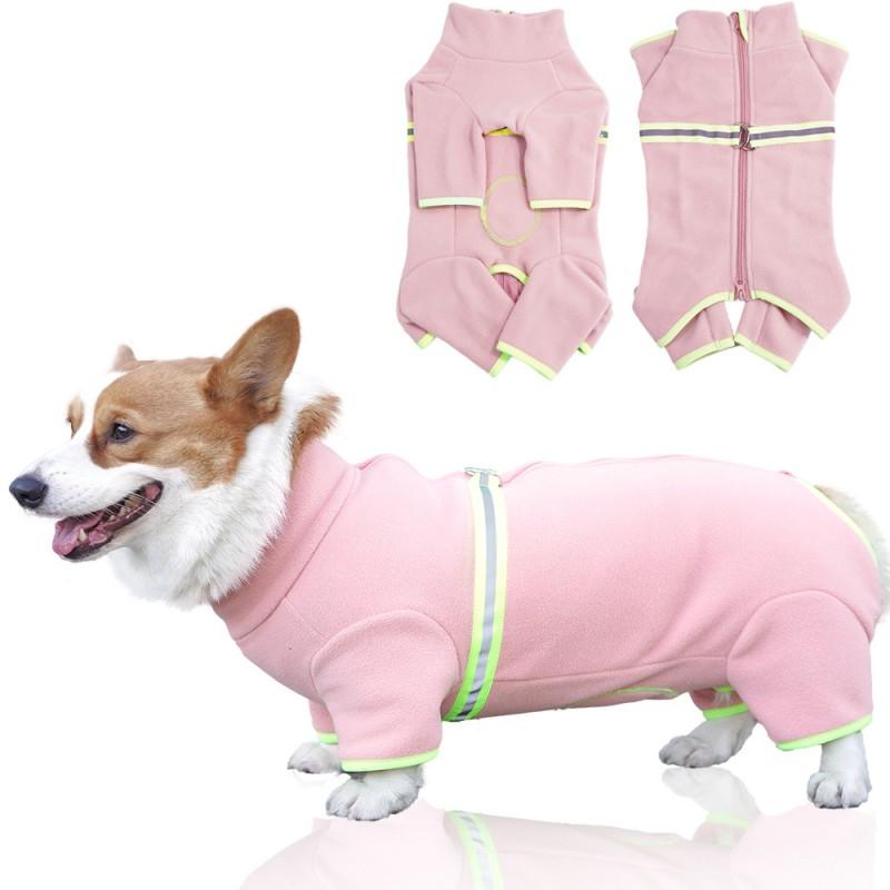 Warm Fleece Dog Jumpsuit Small Medium Breeds Full Body Coverage Winter Pet Coat