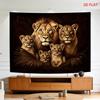 Majestic Lion Family Tapestry Lion Pride with Cubs in Jungle Wall Hanging Wild Animal Room Decor suitable offices bars party