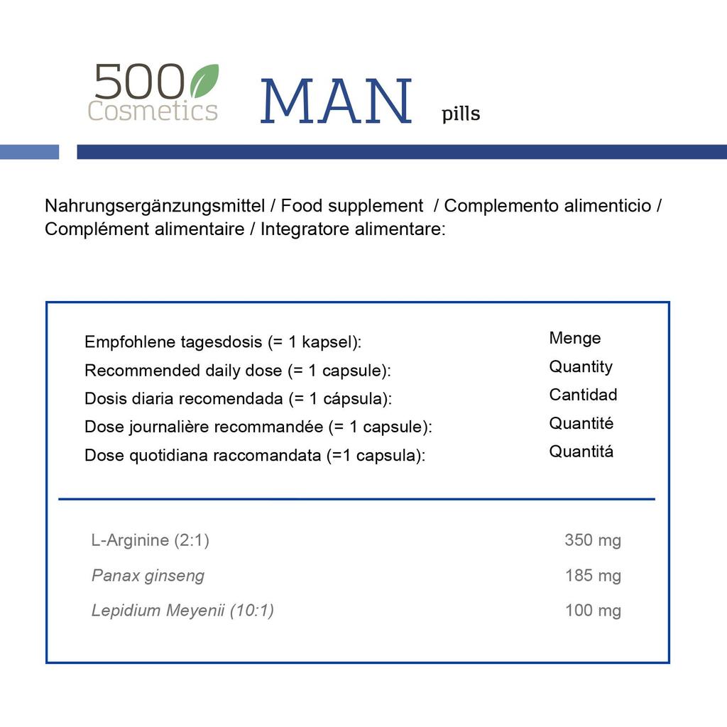 500Cosmetics MAN Tabletki, tabletki na zwiększenie męskiej męskości