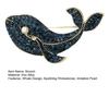 Women Brooch Sparkling Rhinestones Imitation Pearls Decor Whale Design Lapel Pin Sweater Scarf Holder Jewelry Accessories