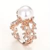 1Pc Court Antique Style Hollow Ring Pattern Branch Imitation Pearl Ring
