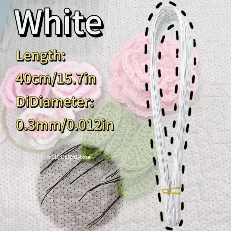 

100-600pcs Floral Wire Stems Paper Covered Iron Wire Artificial Branches Twigs DIY Crafts Flower Making Accessory Home Decor 1bag(100pcs) белый