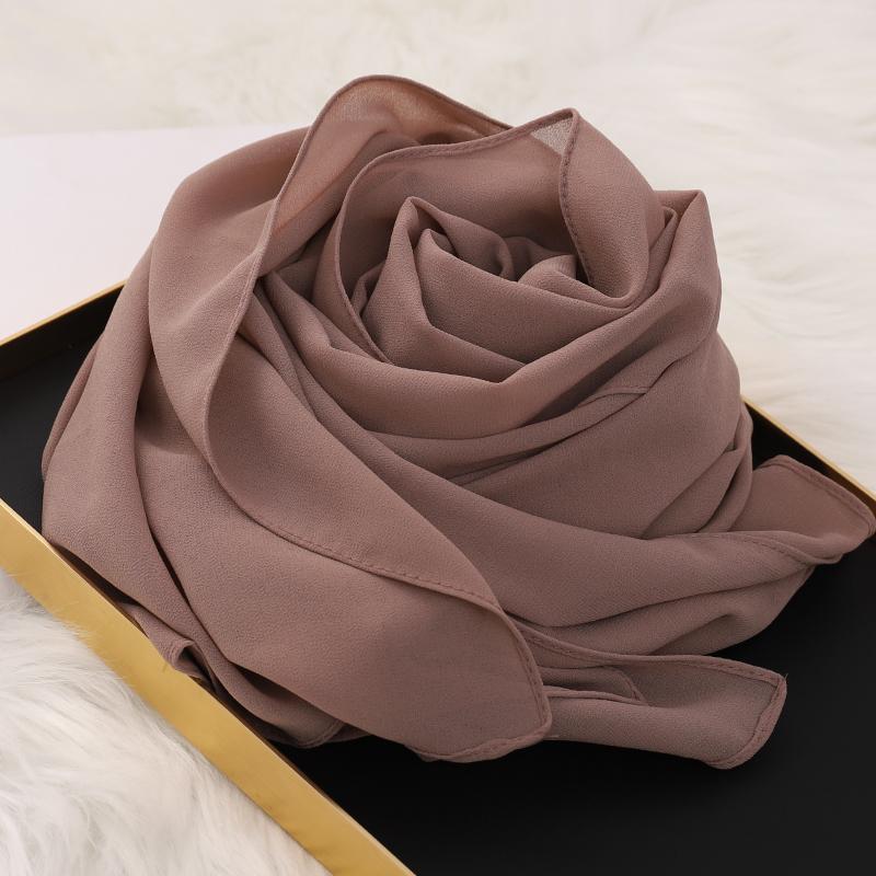 Muslim Hijab Scarf With Zipper Plain Bubble Chiffon Ready To Wear Veiled Hijab Wrap Solid Shawls Headscarf Turban Ramadan