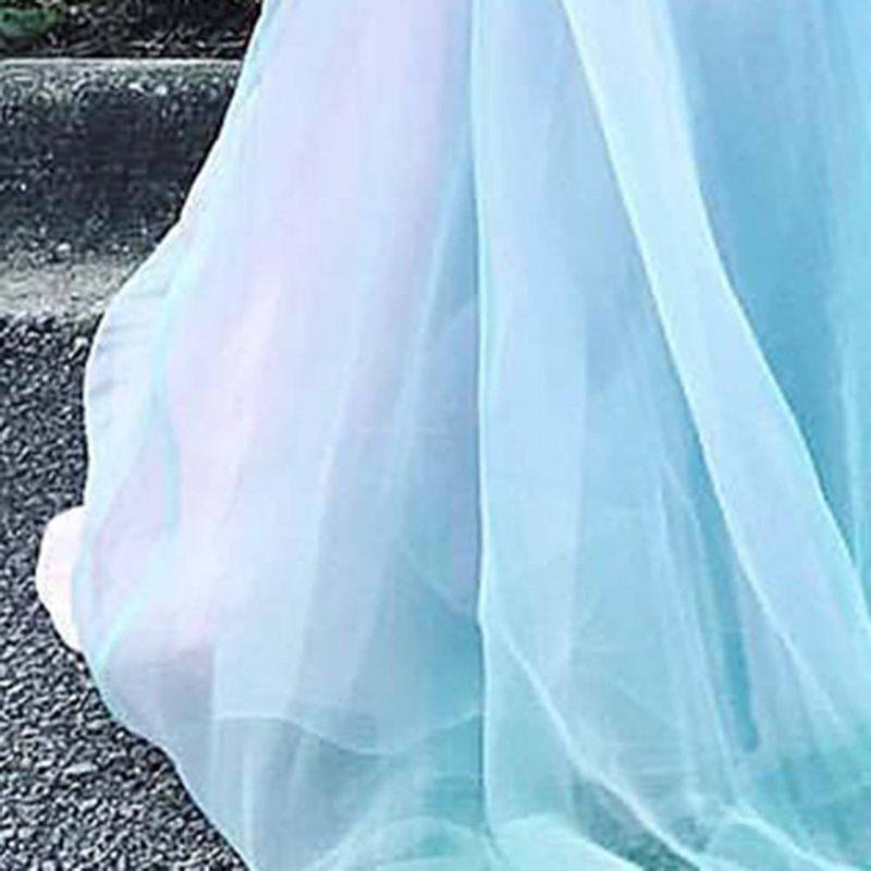 European and American Women's Gradient Deep V Evening Gown - Sexy  Long Dress with Waist-Gathering Swing Design.