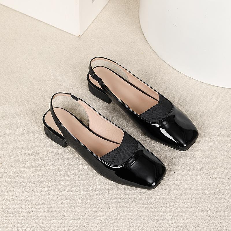 Slingback Heels for Women Square Closed Toe Chunky Heel Pumps Office Wedding Party Dress Shoes Women's Casual Slip On Low Block Heeled Summer Sandals