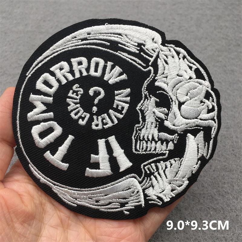 Rock Punk Patches On Clothes Clothing Thermoadhesive Patches Iron On Embroidered Patches Ghost Zipper Black And White Sewing