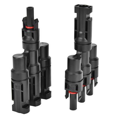 2 Pcs 4Way Solar Cable Adapter 1 To 3 T Type Solar Panel Cable Adaption Connector