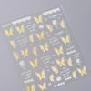 Shiny Jelly Butterfly Charming Golden Gradient Bowknot 5D Self Adhesive Nail Art Sticker Flower Petal Rhinestone Manicure Decals