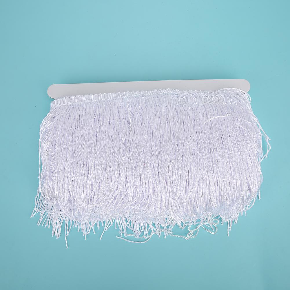 Quasten Fransen Spitze Latein Kleid Bühnenbekleidung Schuhe Handwerk Vorhang DIY Zubehör 14cm 5.5inWeiß