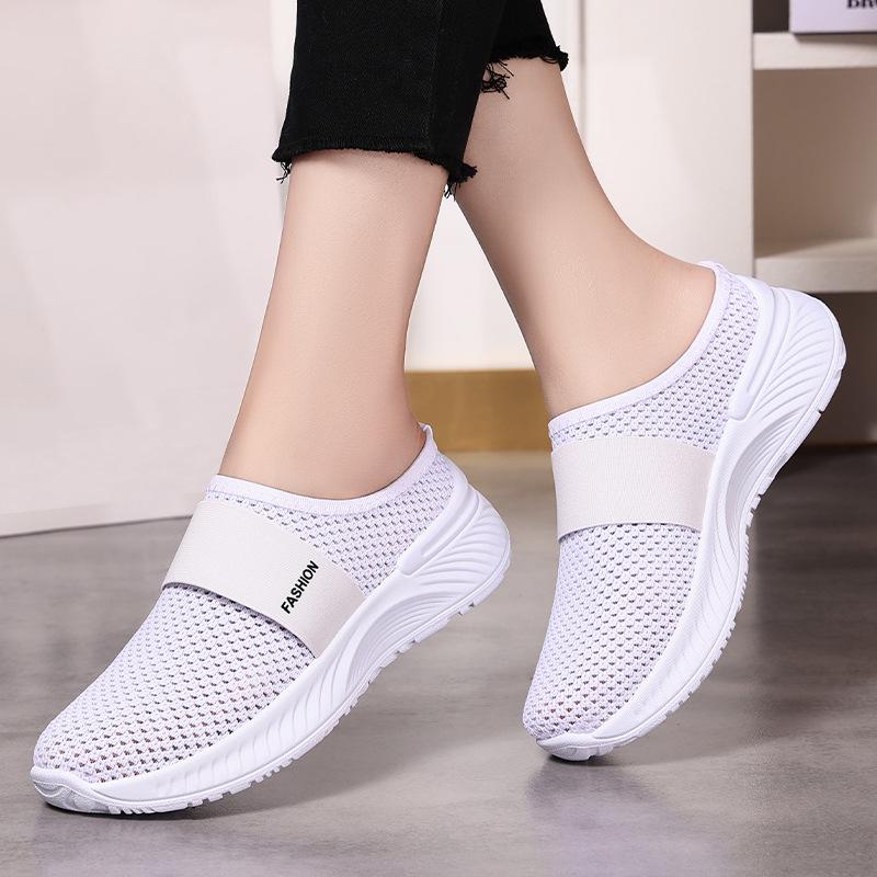 Women's Breathable Summer Slip-On Mesh Shoes - Comfortable, Soft Sole Half Slippers