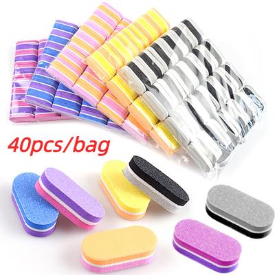 40 pezzi Mini lime per unghie in spugna bicolore, blocco lucidante, levigatura, lime per unghie, strumenti per pedicure e manicure